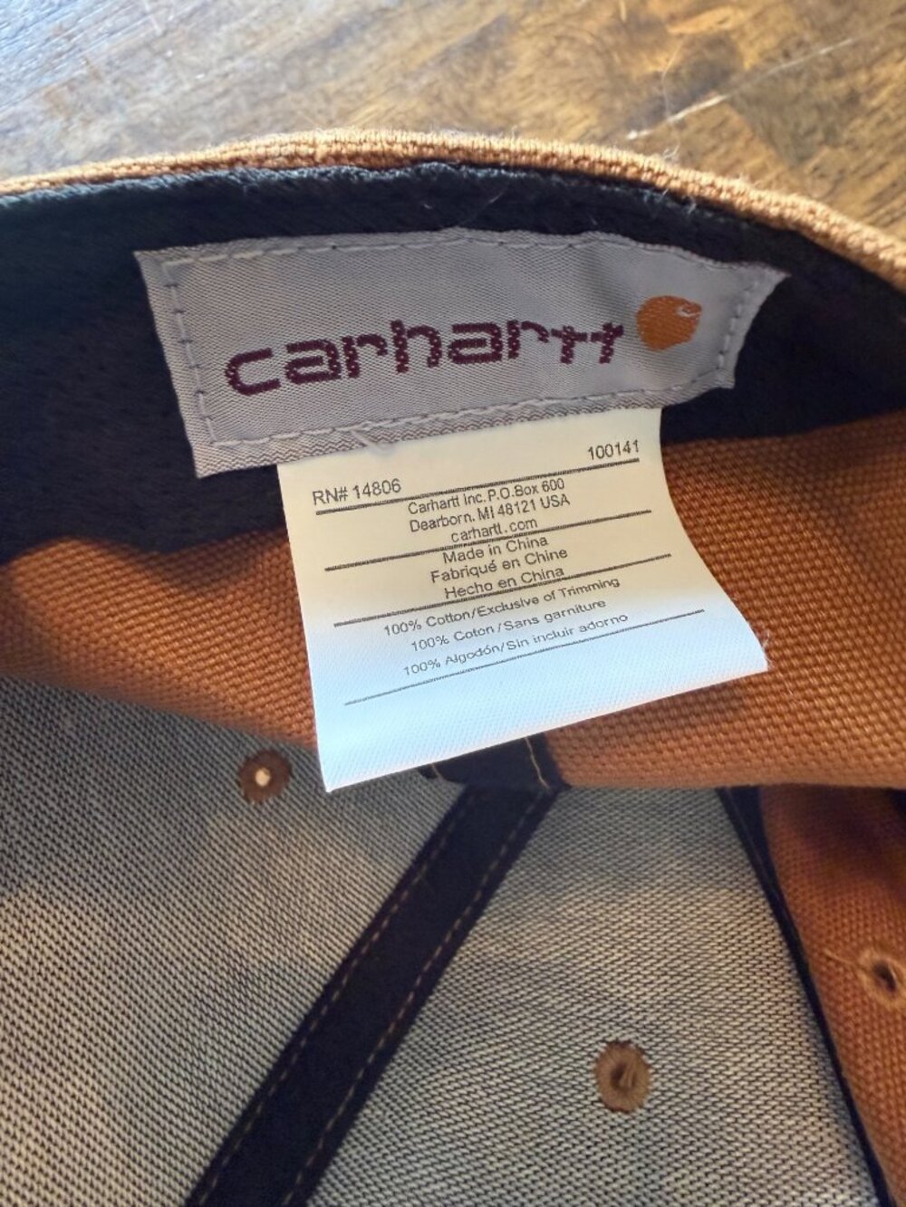 Carhartt Tan Snap Back Canvas Hat One Size Fits All - Picture 5 of 5